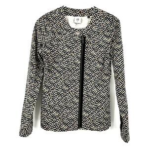Cabi Size XS Jacket Brown Black Abstract Off Center Full Zip Long Sleeve Pockets
